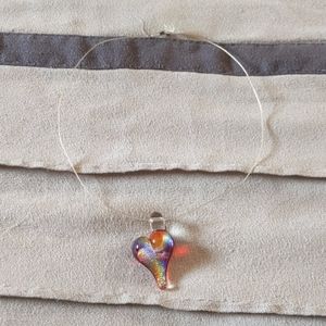 Handblown glass heart necklace from South Carolina